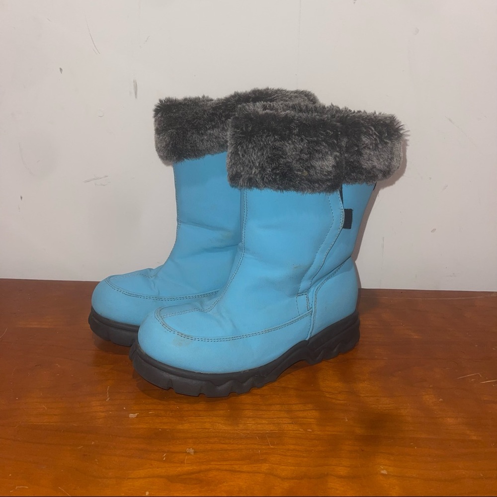 Lands’ End Girls Insulated Fur Lined Winter Boots Blue sz: 3